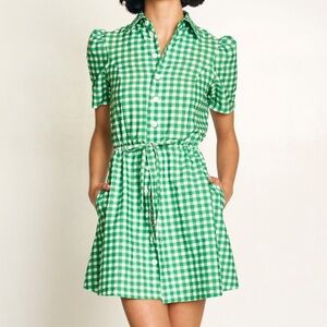 Byrdie Golf Green Gingham Dress with Floral Shorts